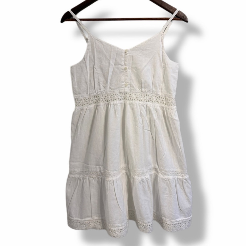 GAP White Eyelet Lace Mini Dress Cottagecore Boho Milkmaid XXL - Picture 4 of 10